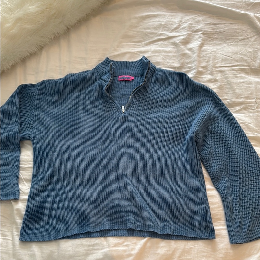 Edikted Steel Blue Ribbed Turtleneck Sweater